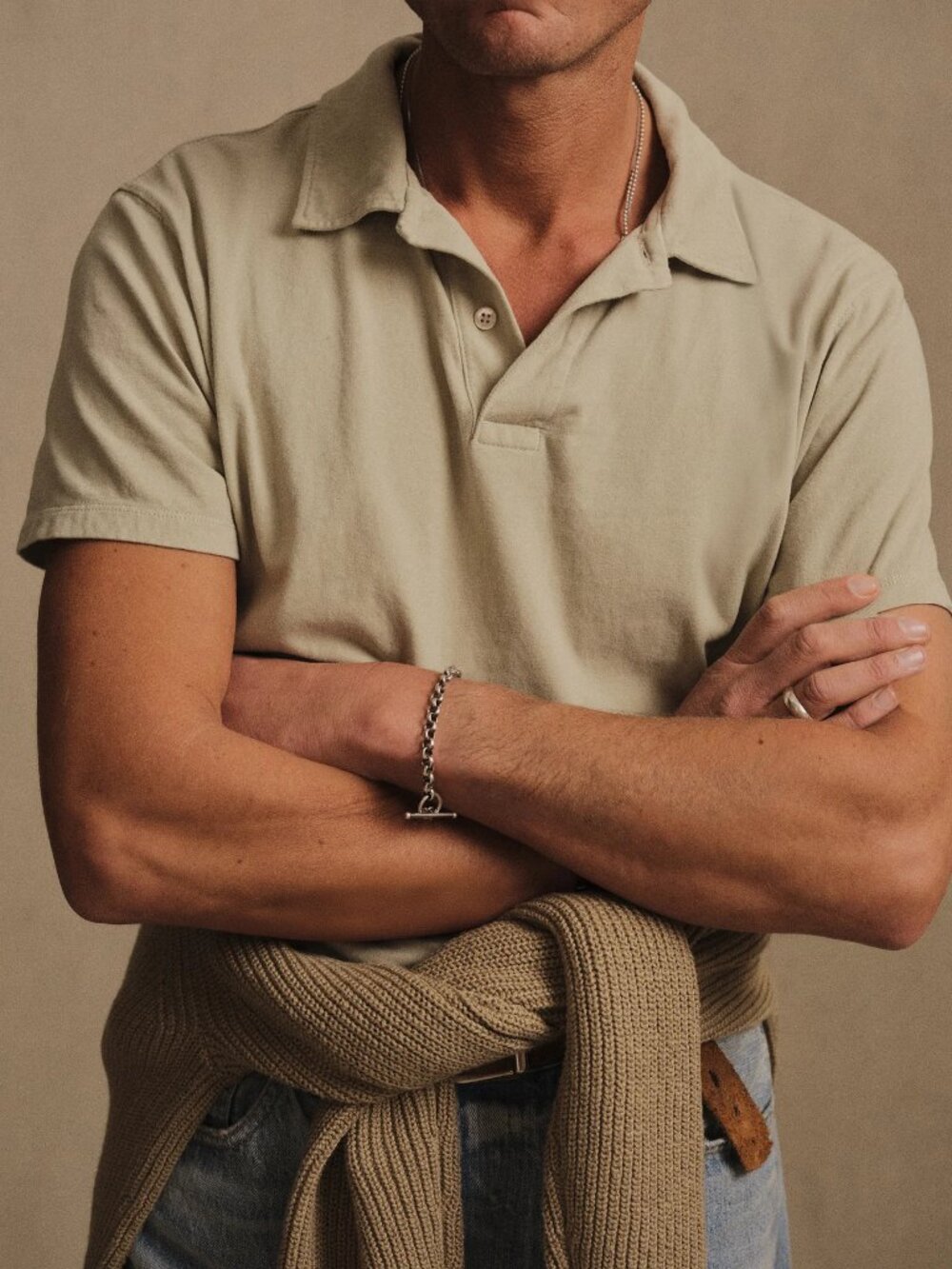 Buck Mason Sueded Cotton Jersey Polo Warm Taupe